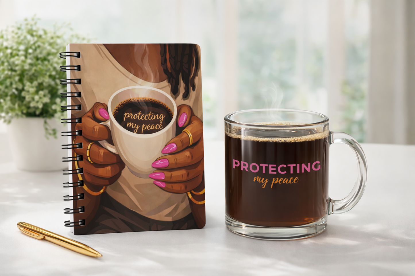 The Protecting My Peace Set | Glass Mug + Journal + Digital Affirmation Pack